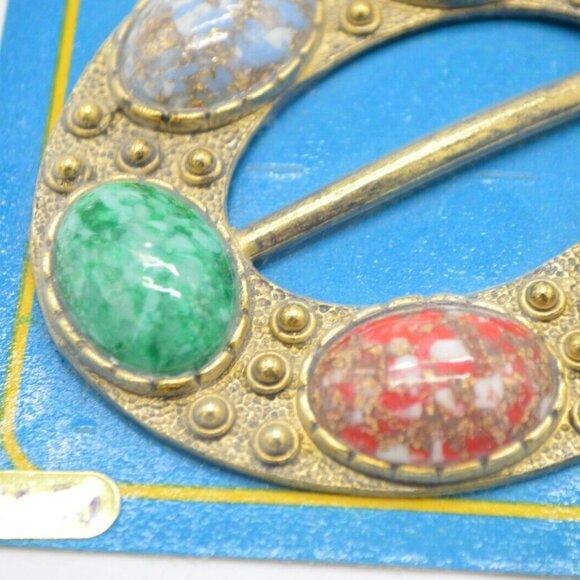 La Mode Gold Tone Faux Gemstone Cabochon Large New - Picture 2 of 4